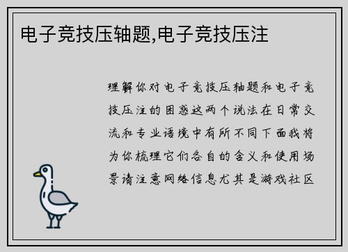 电子竞技压轴题,电子竞技压注